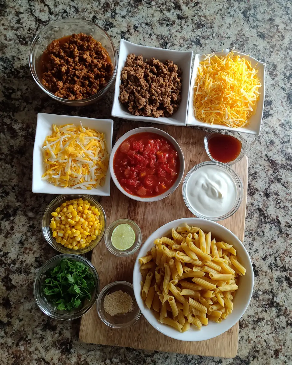 Ingredients for Cheesy Taco Pasta: A Flavor Fiesta in Every Bite