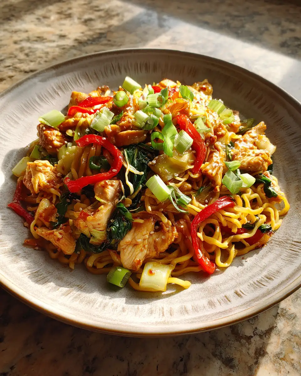 Sizzling Chicken Ramen Stir-Fry: A Fusion Feast for Your Tastebuds 6 Final dish - Sizzling Chicken Ramen Stir-Fry: A Fusion Feast for Your Tastebuds
