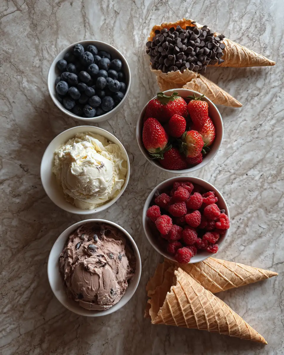 Ingredients for Indulge Your Sweet Tooth: Chocolate Berry Swirl Waffle Cone Bowl Delight