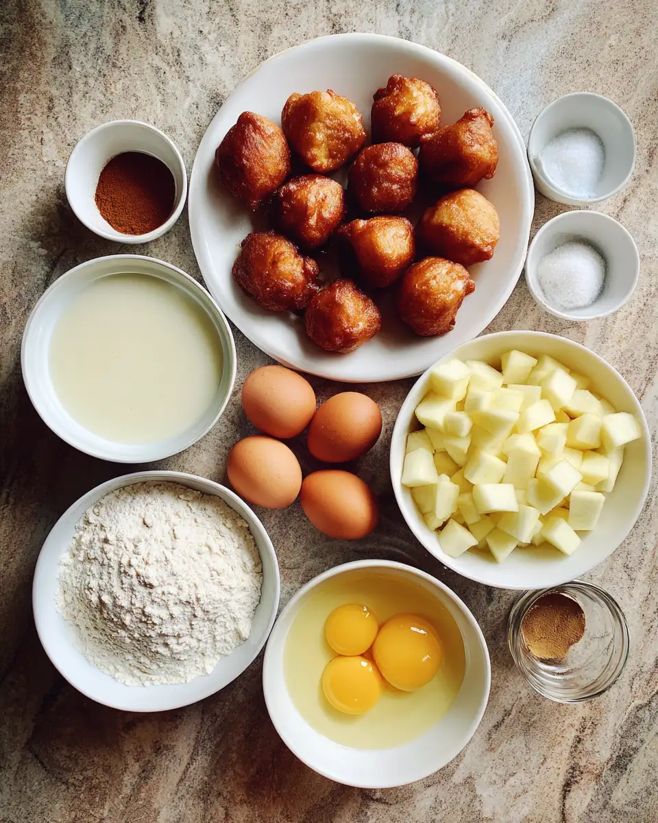 Ingredients for Irresistibly Sweet: Cinnamon Glazed Apple Fritter Bites Delight