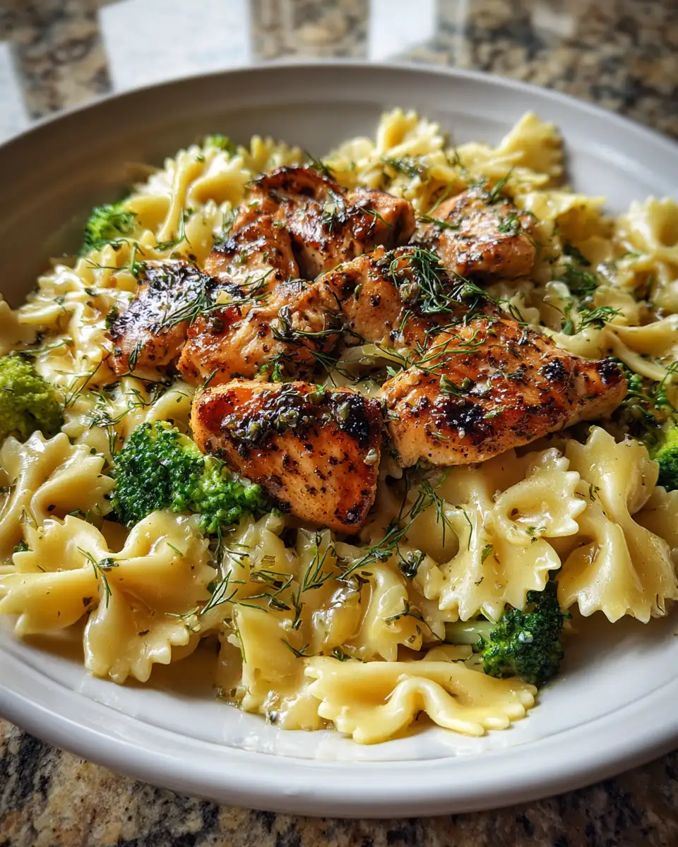 Final dish - Saddle Up for Flavor: Cowboy Lemon Bowtie Chicken Pasta with Broccoli