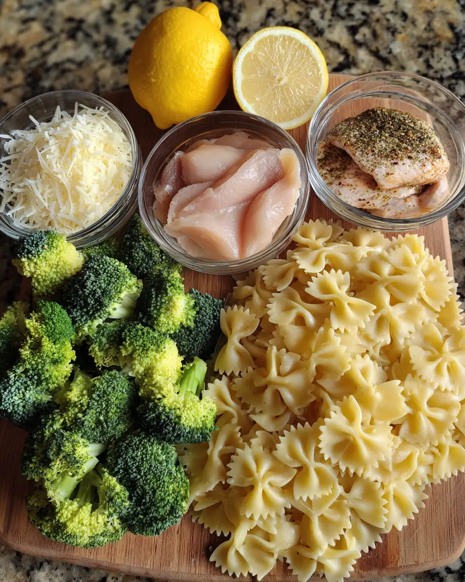 Ingredients for Saddle Up for Flavor: Cowboy Lemon Bowtie Chicken Pasta with Broccoli