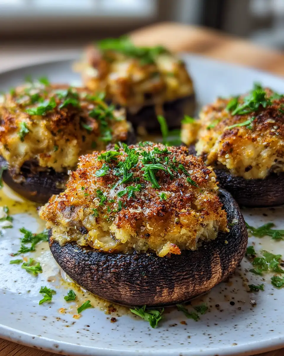 Dive into Decadence with Crab Stuffed Portobello Mushrooms 6 Final dish - Dive into Decadence with Crab Stuffed Portobello Mushrooms