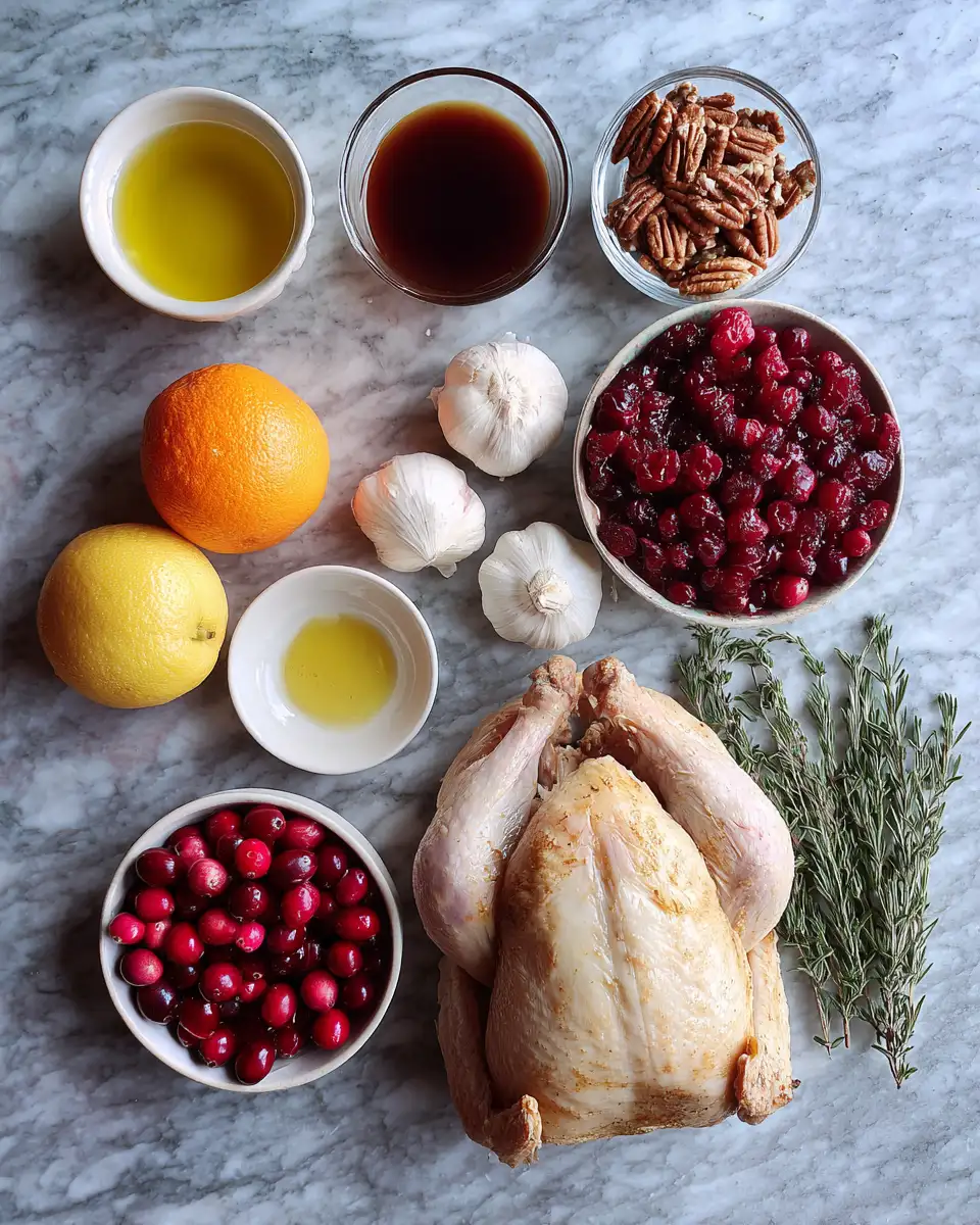 Ingredients for Cranberry Maple Roast Chicken: A Sweet and Savory Fall Delight