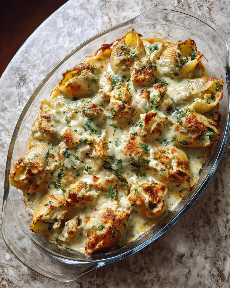 Final dish - Indulge in Flavor: Creamy Cajun Chicken Stuffed Shells Extravaganza