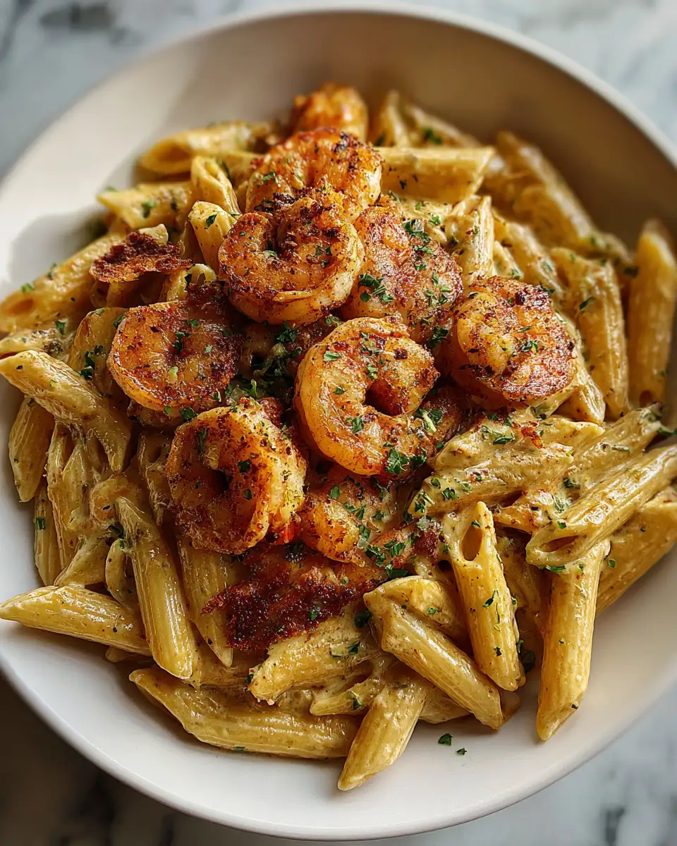 Final dish - Creamy Cajun Shrimp Pasta Delight with Penne