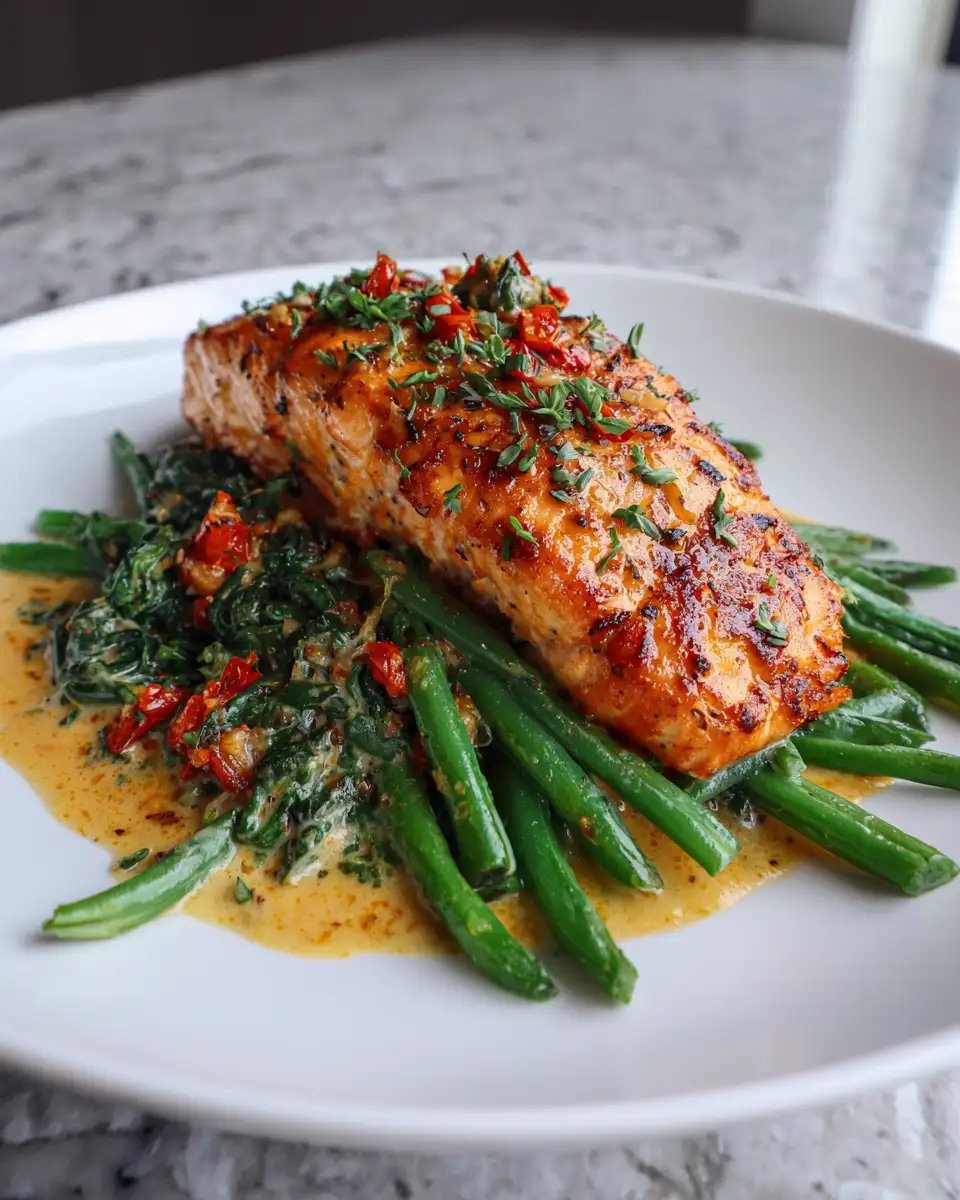 Final dish - Indulge in Decadence with Creamy Garlic Butter Tuscan Salmon