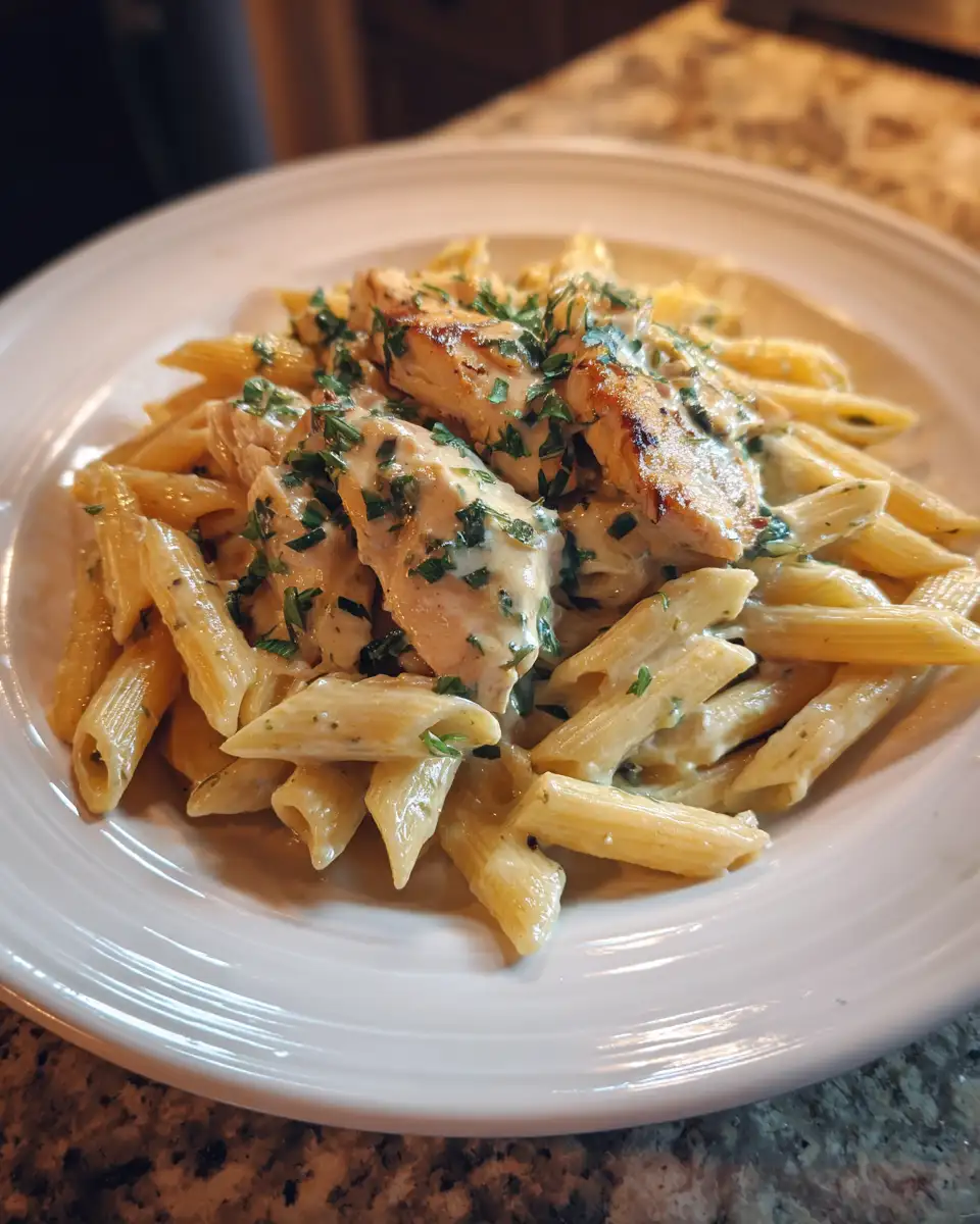Final dish - Decadent Creamy Garlic Chicken Penne That Will Leave You Craving More