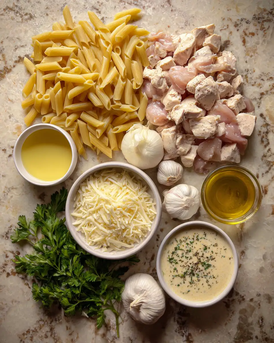 Ingredients for Decadent Creamy Garlic Chicken Penne That Will Leave You Craving More