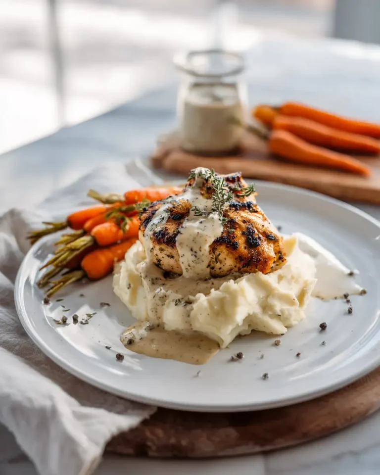 Indulge in Creamy Herb Chicken Bliss with Perfectly Paired Mashed Potatoes and Glazed Carrots - Featured Image