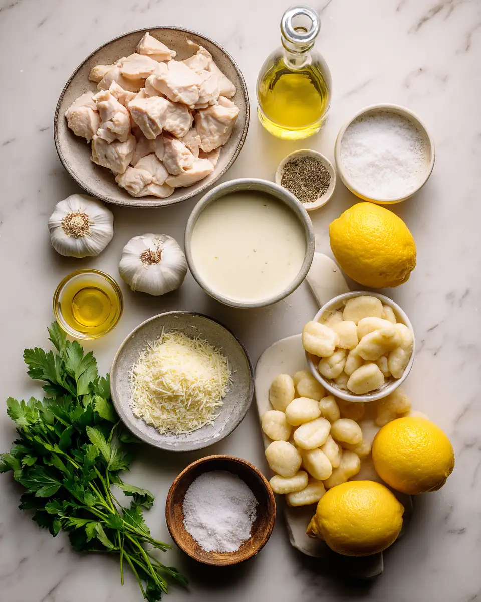 Ingredients for Creamy Lemon Chicken Gnocchi: A Zesty Twist on Comfort Food
