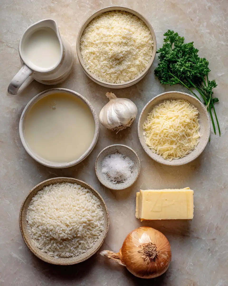 Ingredients for Luscious Creamy Parmesan Rice: A Gourmet Twist on Comfort Food