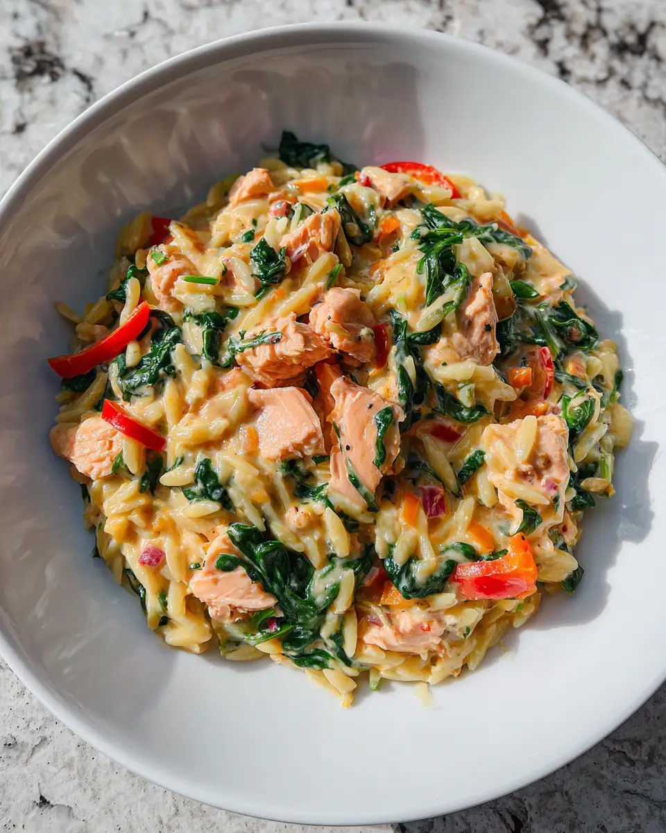 Creamy Salmon Orzo with Spinach and Bell Pepper: A Flavorful One-Pot Wonder - Featured Image