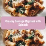 Indulge in Comfort: Creamy Sausage Rigatoni with Spinach Delight