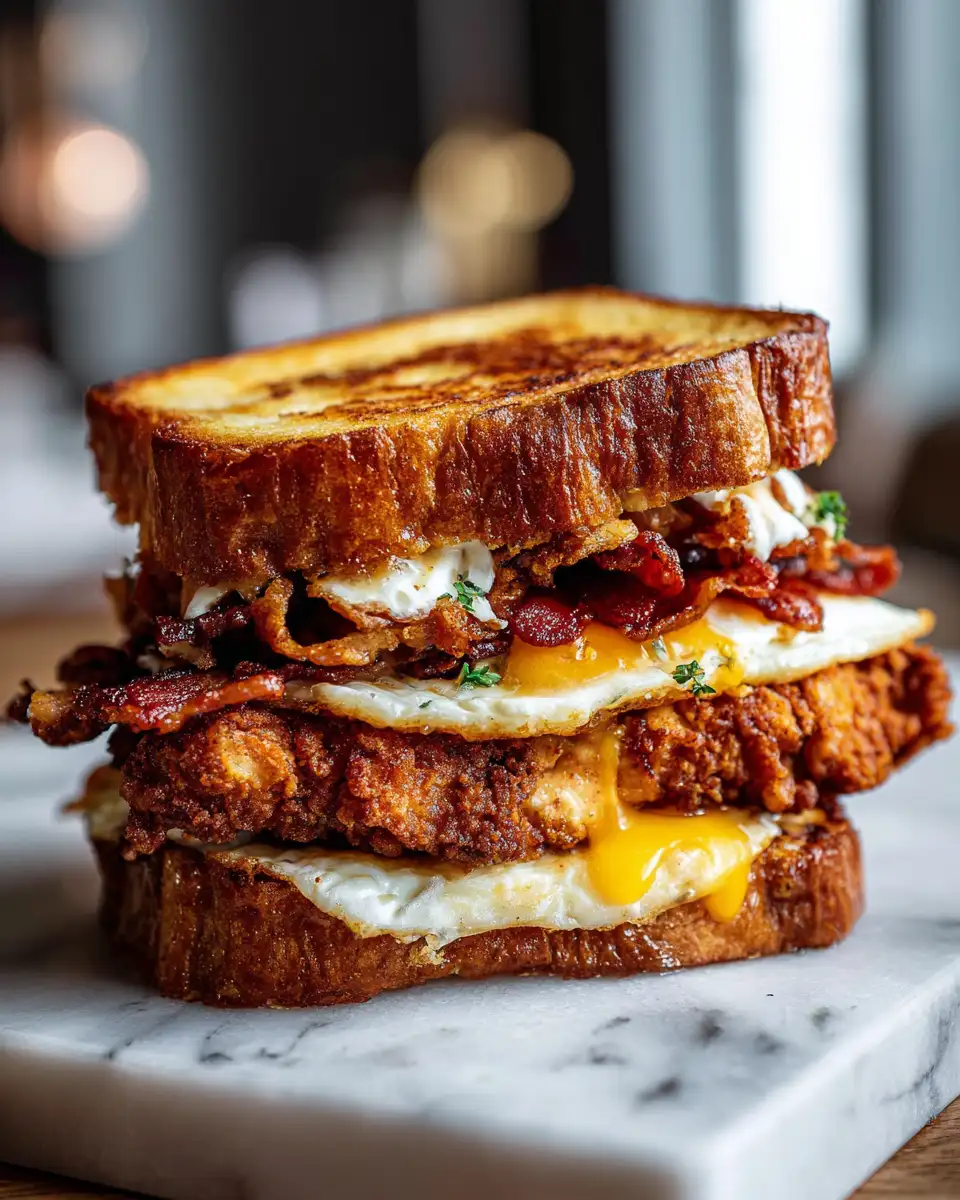 Final dish - The Ultimate Breakfast Indulgence: Crispy French Toast Fried Chicken Sandwich
