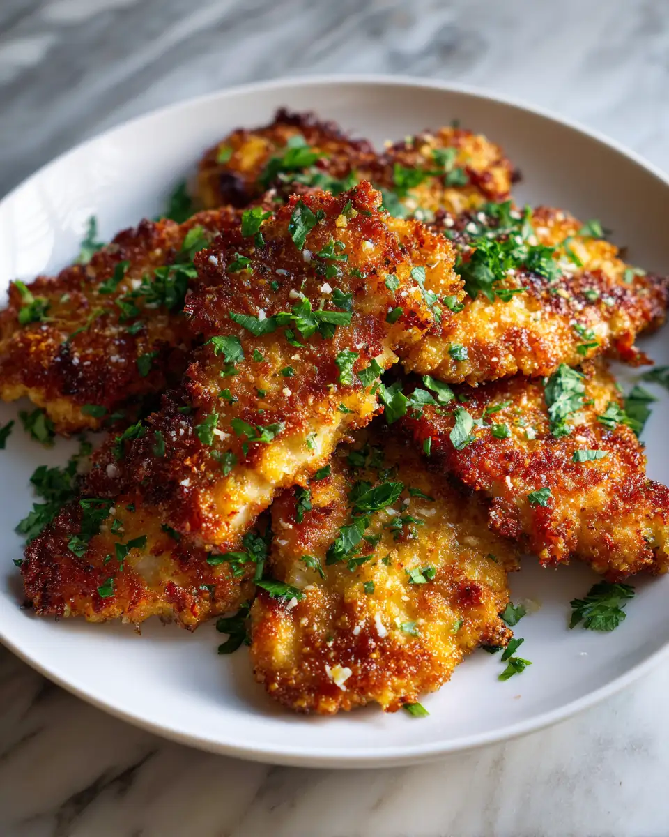 Final dish - Savor the Crunch of Crispy Parmesan Chicken with Velvety Garlic Bliss