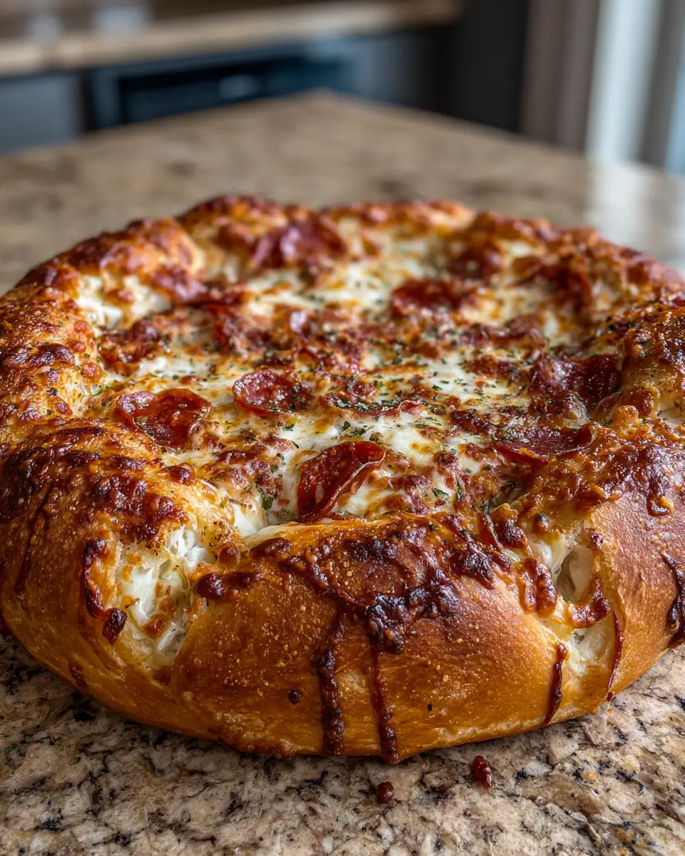 Epic Stuffed Crust Pizza: Experience the Ultimate Cheese Pull Delight 6 Final dish - Epic Stuffed Crust Pizza: Experience the Ultimate Cheese Pull Delight