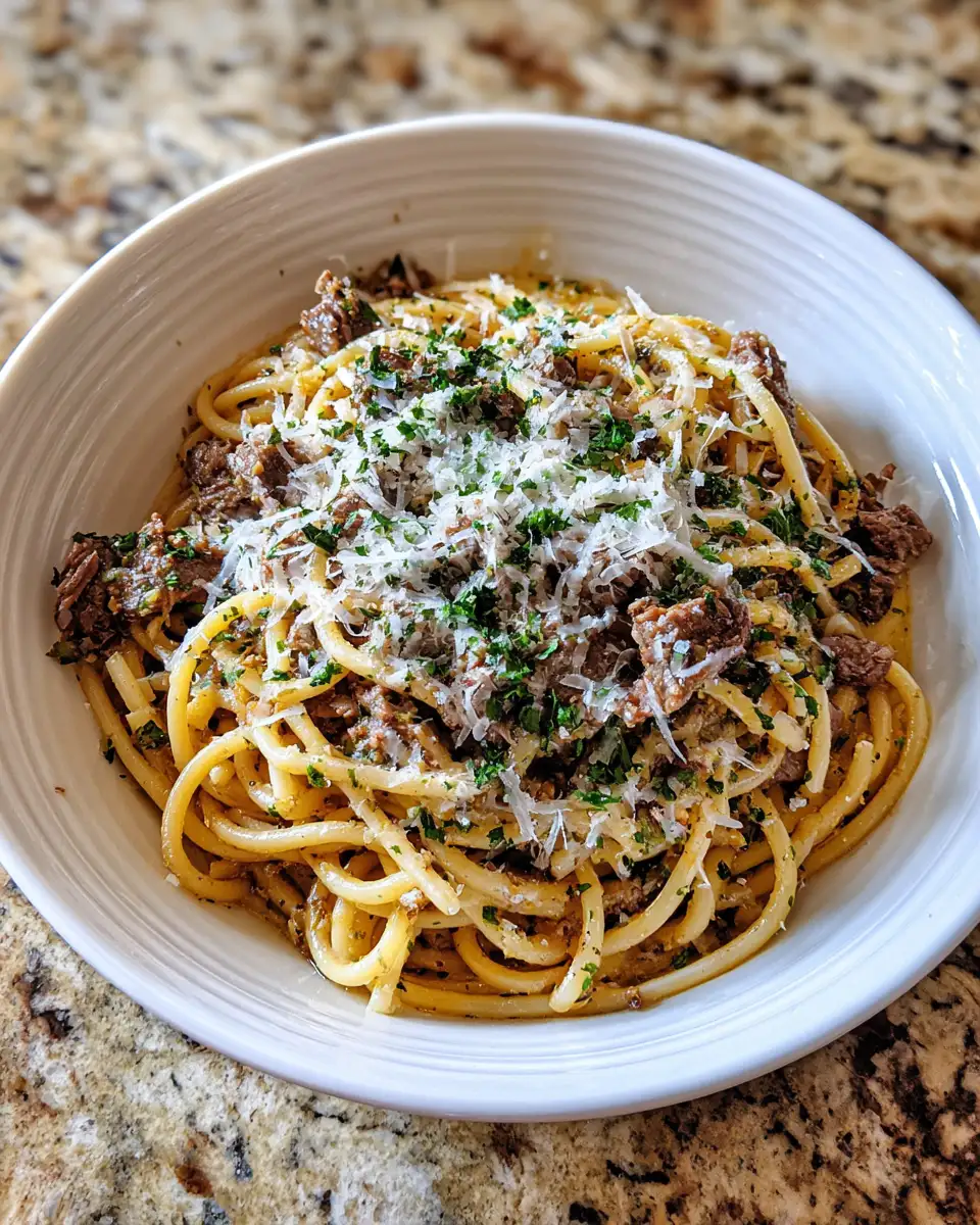 Final dish - Savor the Flavor: Irresistible Garlic Butter Beef Pasta Recipe