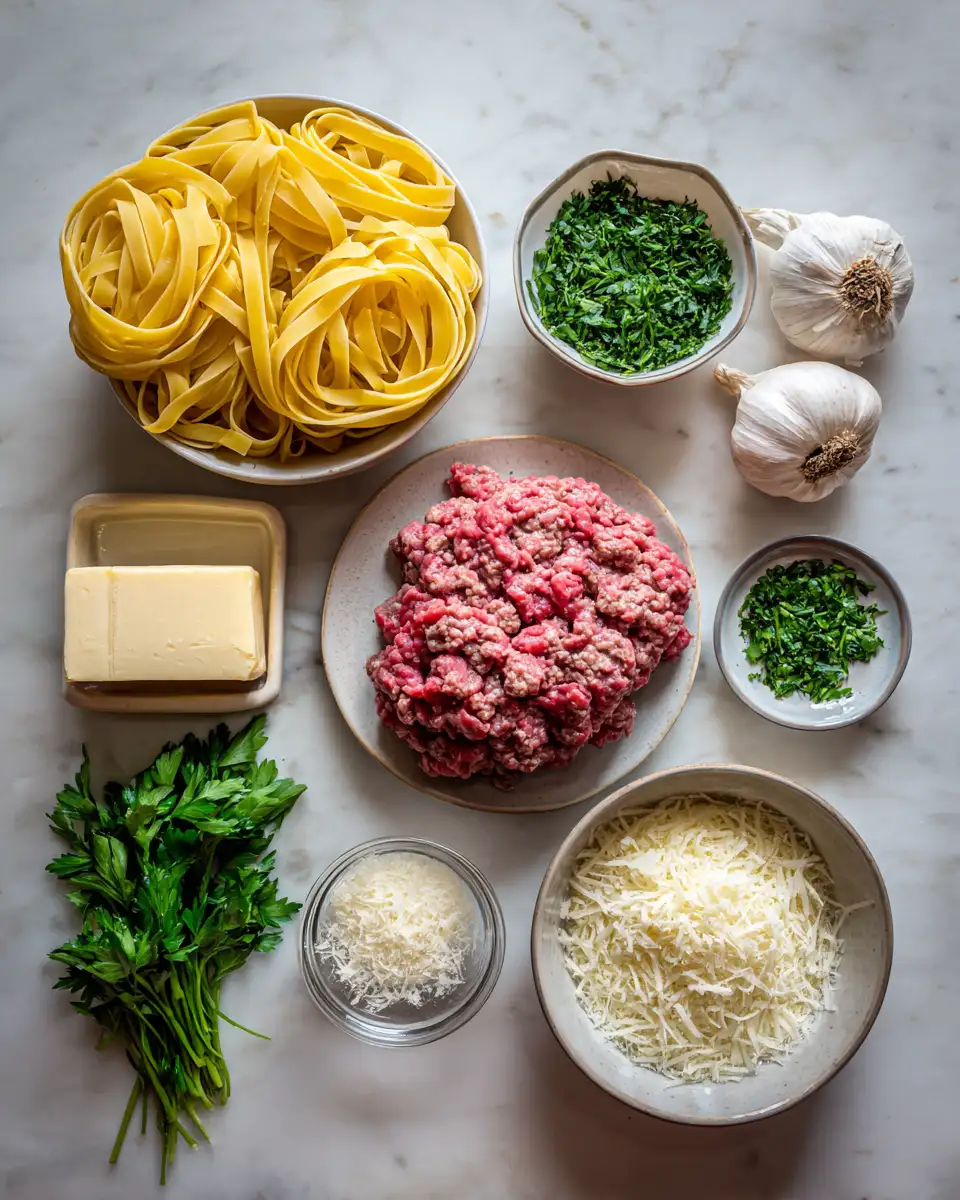 Ingredients for Savor the Flavor: Irresistible Garlic Butter Beef Pasta Recipe