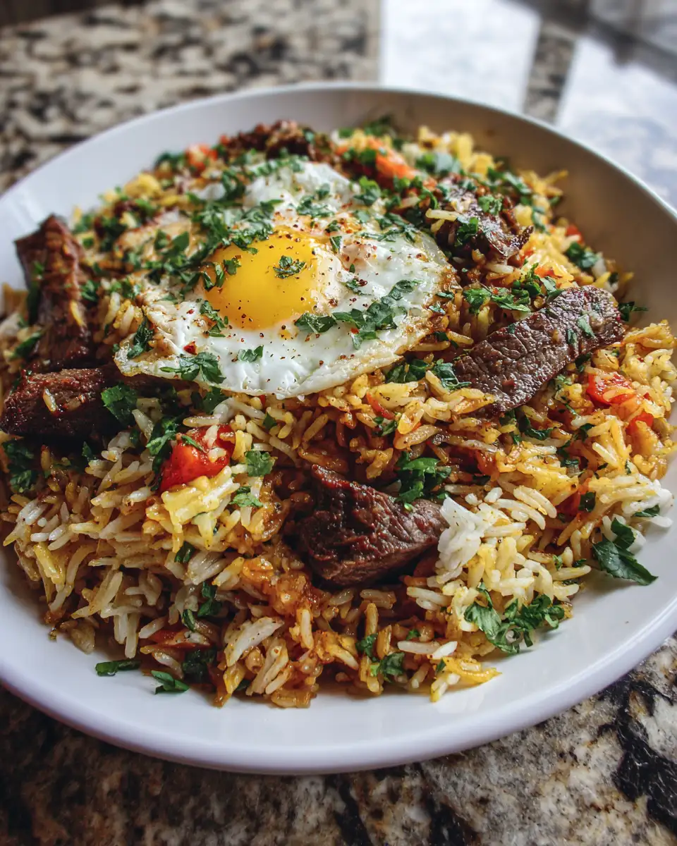 Final dish - Savor the Flavor: The Ultimate Garlic Butter Beef & Rice Skillet Delight