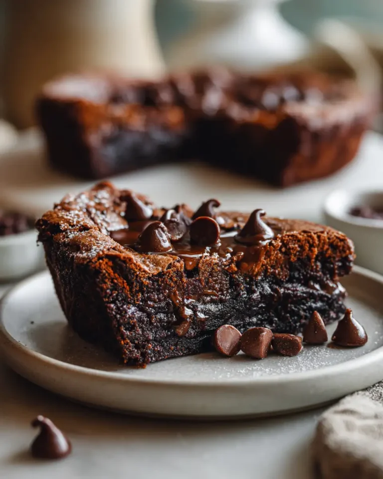 Indulge in the Ultimate Gooey Brownie Pie with Melted Chocolate Chips - Featured Image