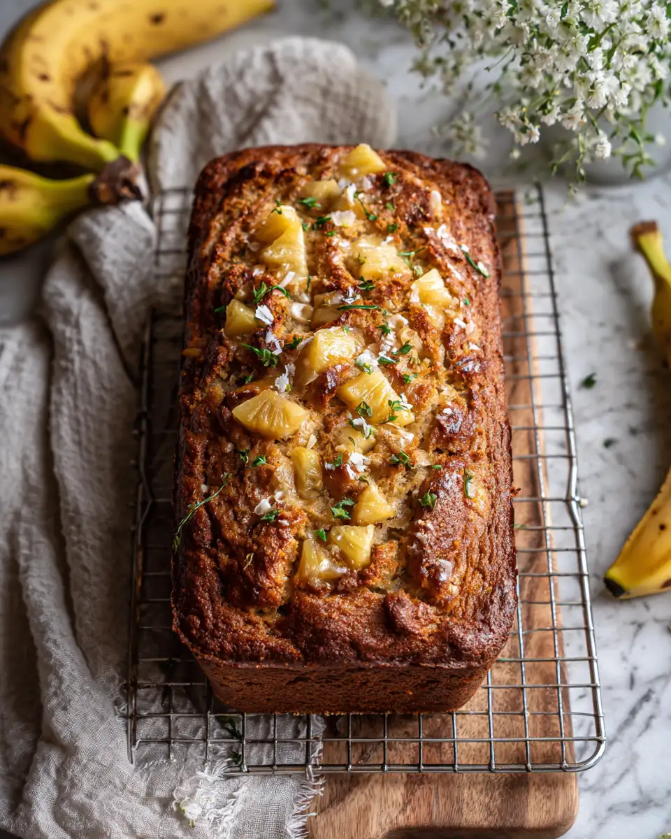 Final dish - Tropical Bliss: Hawaiian Banana Bread with Pineapple Delight