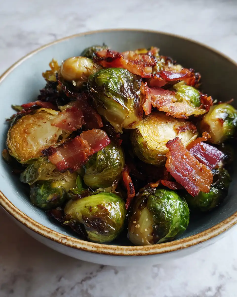 Final dish - Honey Glazed Roasted Brussels Sprouts with Bacon: A Sweet and Savory Delight