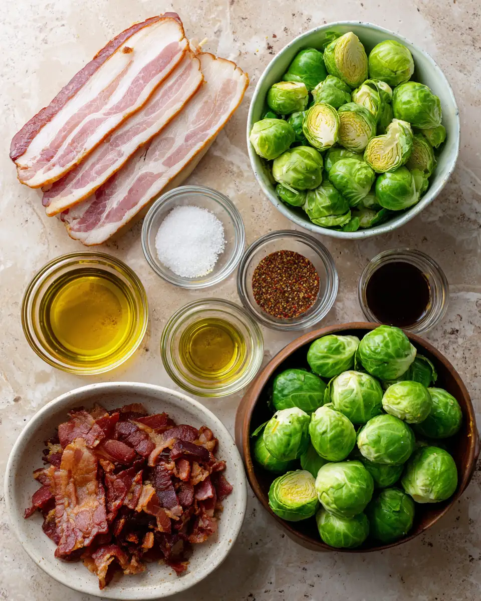 Ingredients for Honey Glazed Roasted Brussels Sprouts with Bacon: A Sweet and Savory Delight