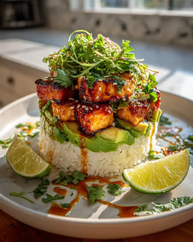 Layered Bliss: Honey Lime Chicken and Avocado Rice Stack Delight - Featured Image