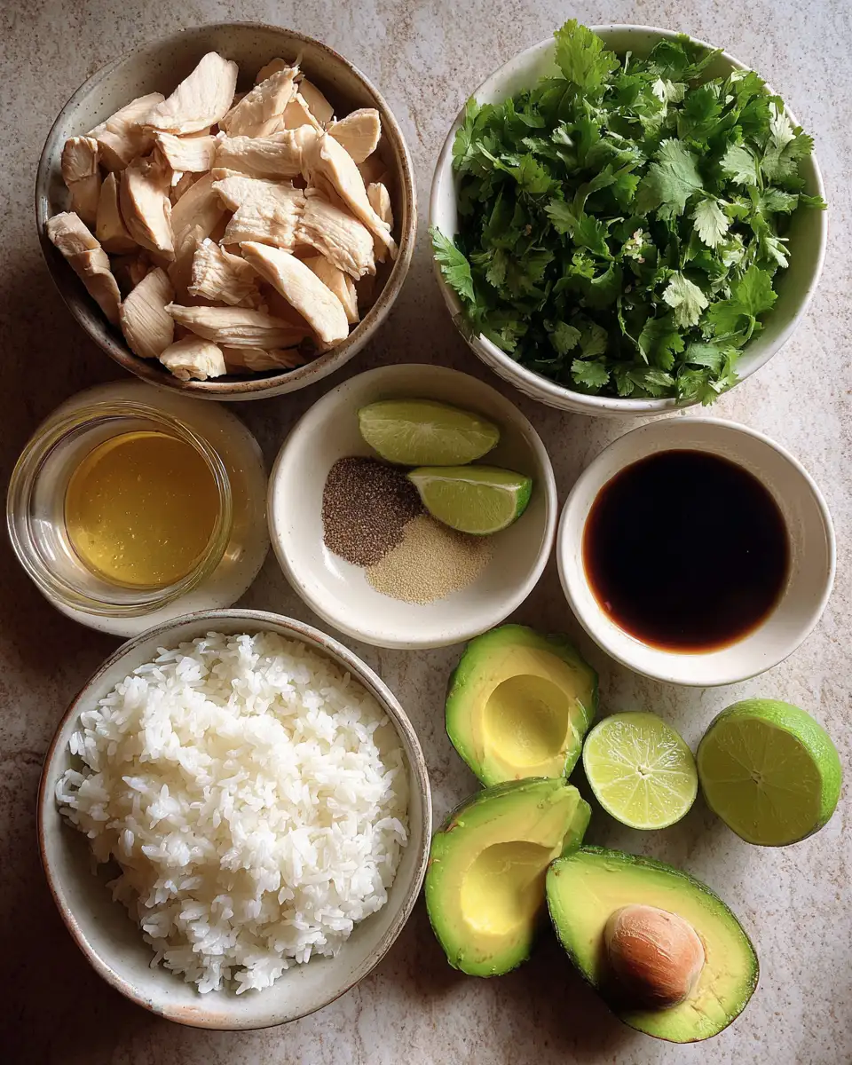 Layered Bliss: Honey Lime Chicken and Avocado Rice Stack Delight 4 Ingredients for Layered Bliss: Honey Lime Chicken and Avocado Rice Stack Delight