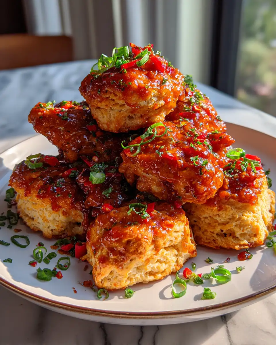 Sizzling Hot Honey Chicken Biscuits: A Sweet and Spicy Delight 6 Final dish - Sizzling Hot Honey Chicken Biscuits: A Sweet and Spicy Delight