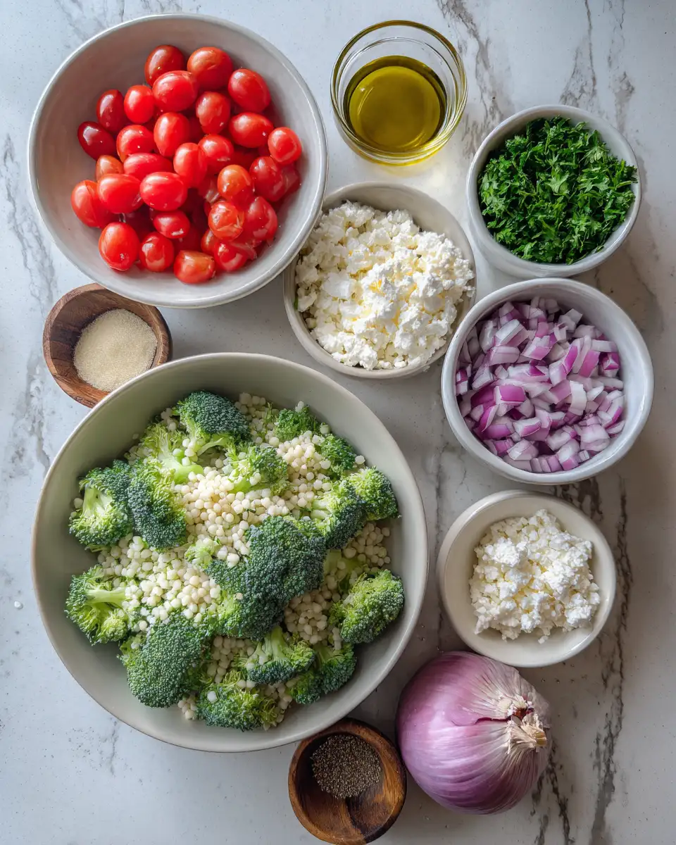 Ingredients for Vibrant Flavors: Israeli Couscous Salad with Broccoli Delight