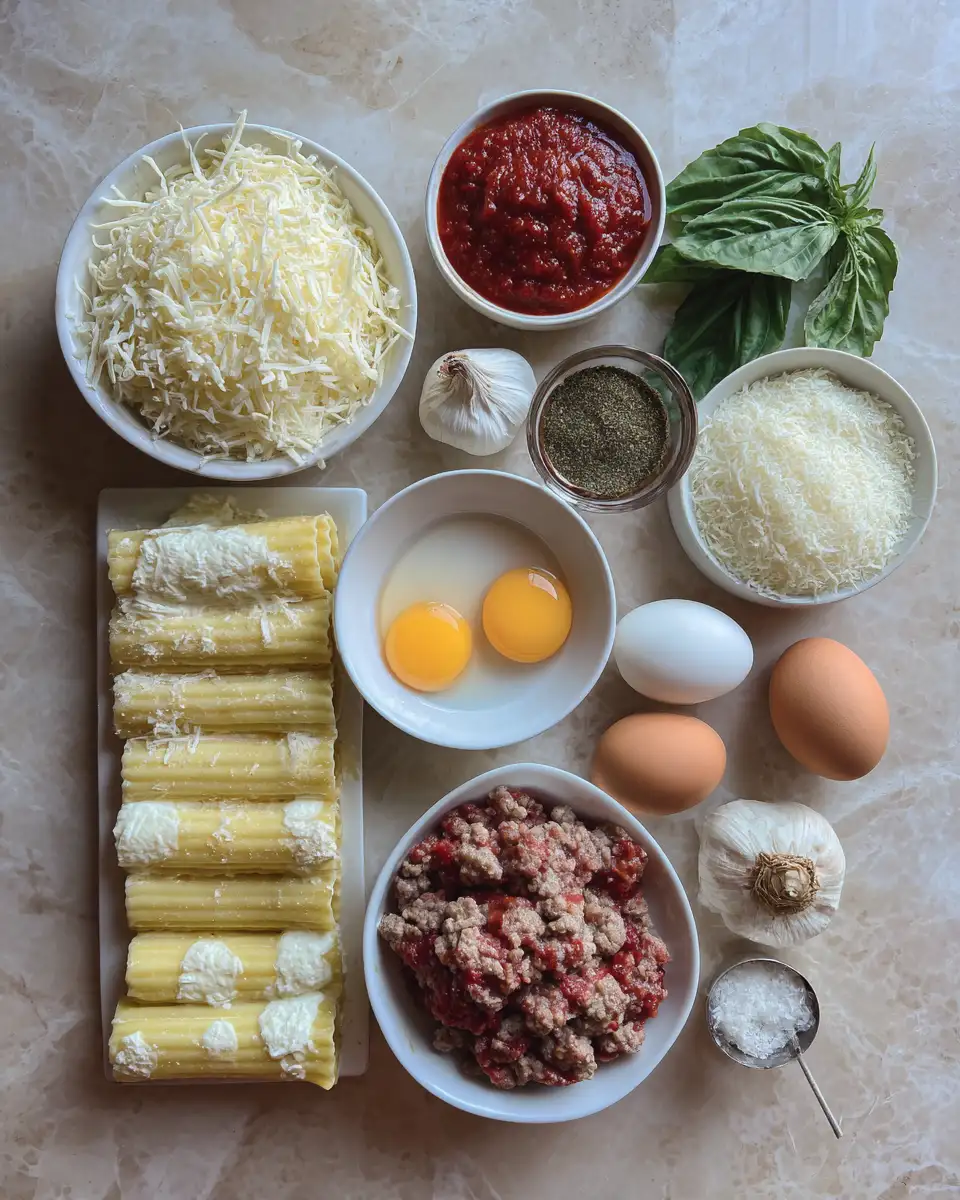 Savor the Flavors: Ultimate Italian Sausage and Cheese Baked Manicotti Delight 4 Ingredients for Savor the Flavors: Ultimate Italian Sausage and Cheese Baked Manicotti Delight
