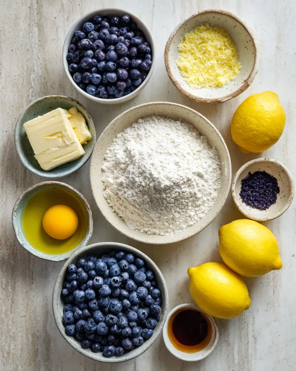 Ingredients for Zesty Lemon Blueberry Cookies That Burst with Flavor