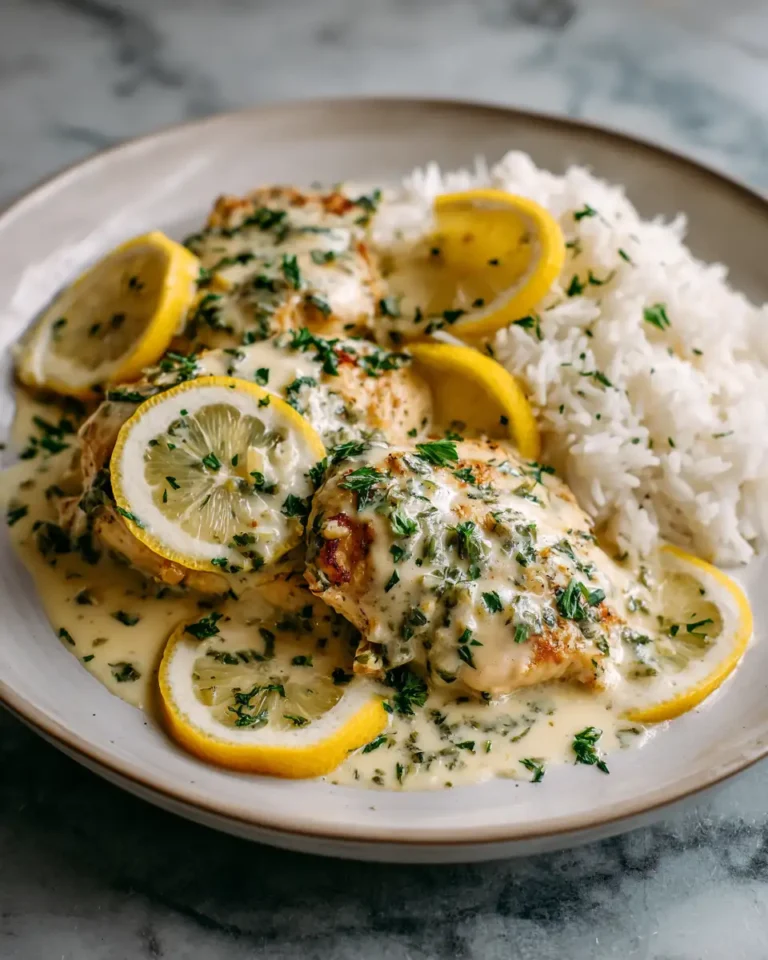 Zesty Lemon Herb Chicken with Creamy Sauce and Fluffy Rice Delight - Featured Image