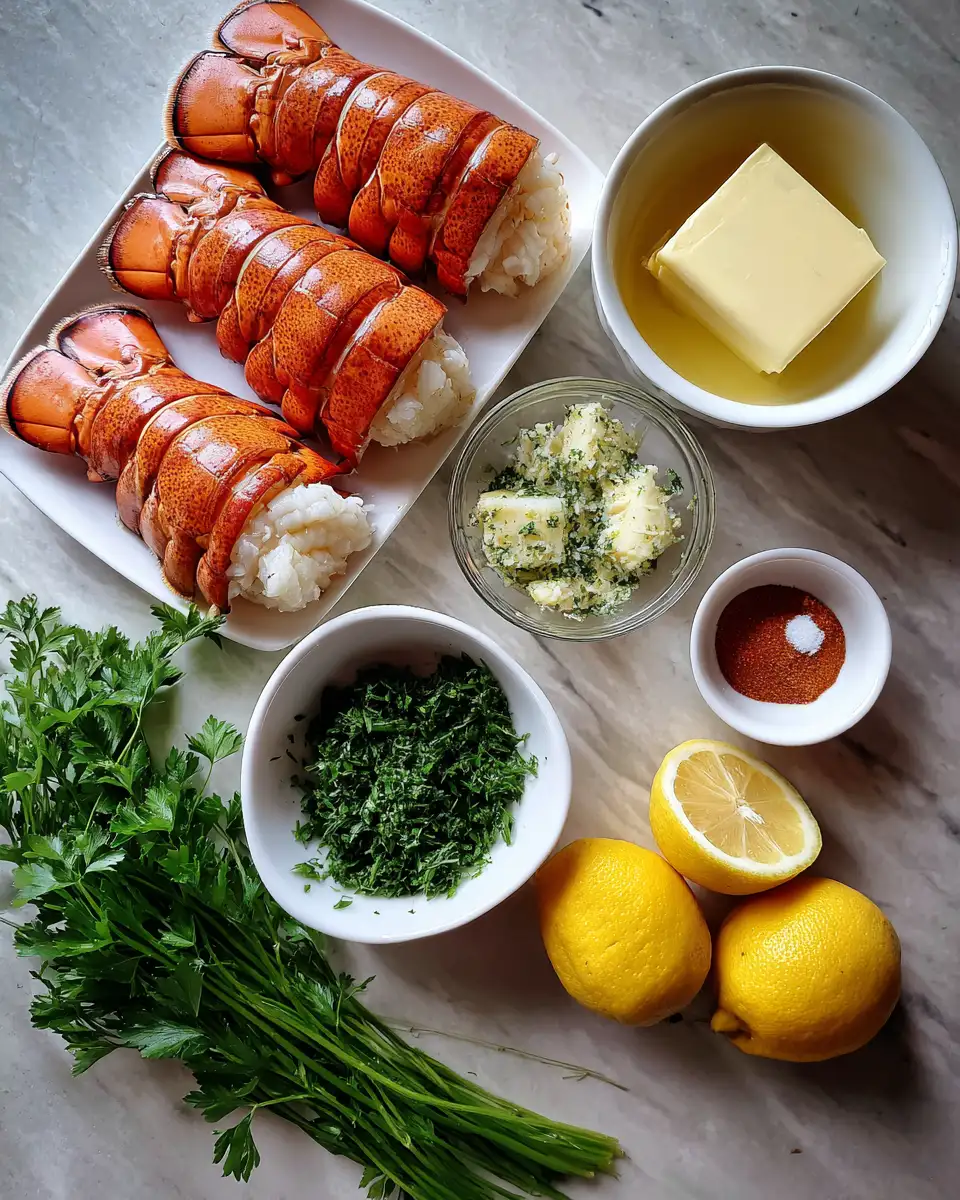 Decadent Lobster Tails with Garlic Herb Butter Sauce Delight 4 Ingredients for Decadent Lobster Tails with Garlic Herb Butter Sauce Delight
