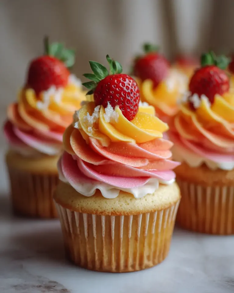 Tropical Bliss: Mango Strawberry Sunset Cupcakes Delight - Featured Image