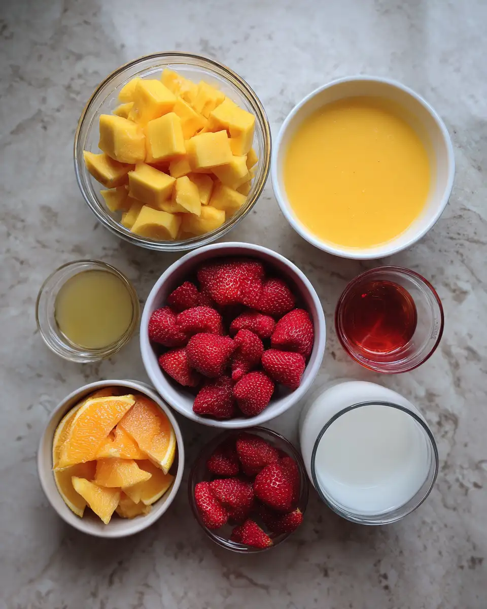 Cool Off with Irresistible Mango Strawberry Swirled Slushies 4 Ingredients for Cool Off with Irresistible Mango Strawberry Swirled Slushies