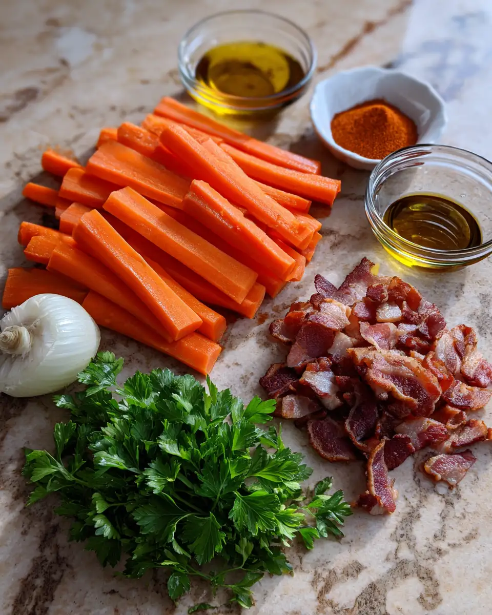 Ingredients for Sizzle and Sweetness: Irresistible Maple Bacon Carrots