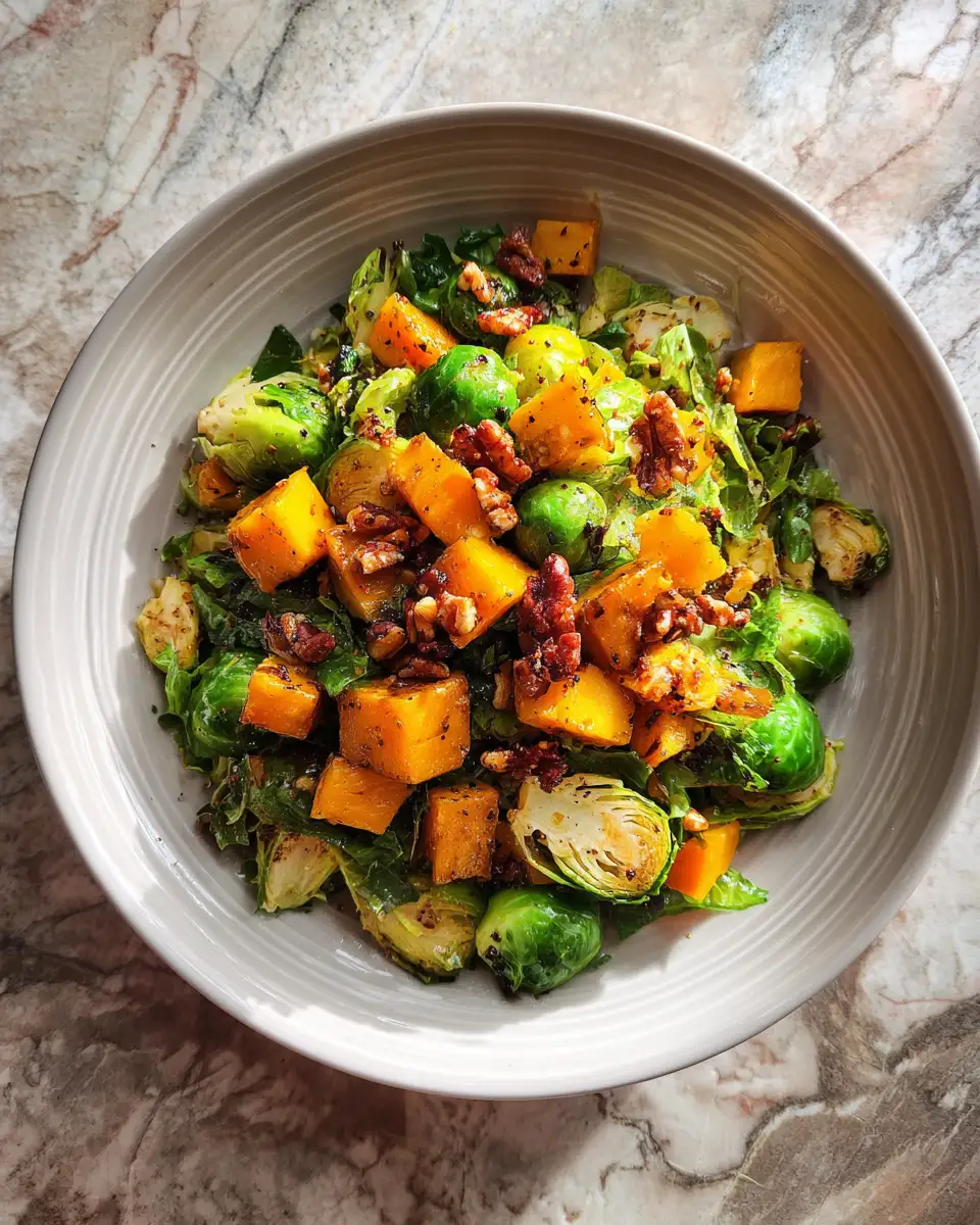Maple Glazed Magic A Delectable Brussels Sprouts and Butternut Squash Salad 6 Final dish - Maple Glazed Magic A Delectable Brussels Sprouts and Butternut Squash Salad