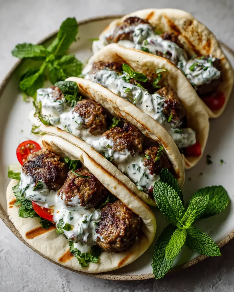 Mediterranean Meatball Magic: Stuffed Pitas with Mint Yogurt Sauce - Featured Image