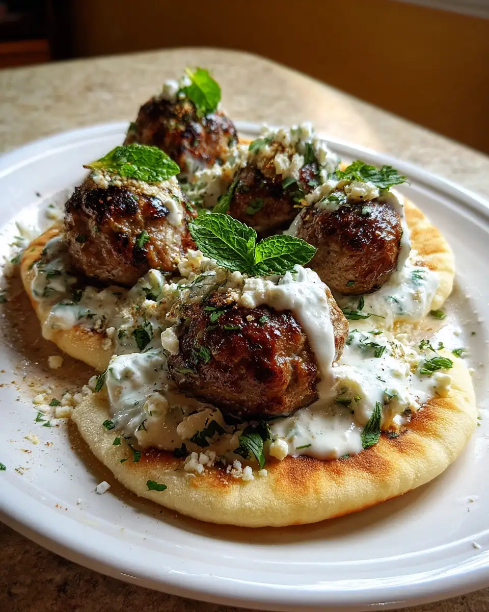 Final dish - Mediterranean Meatball Magic: Stuffed Pitas with Mint Yogurt Sauce