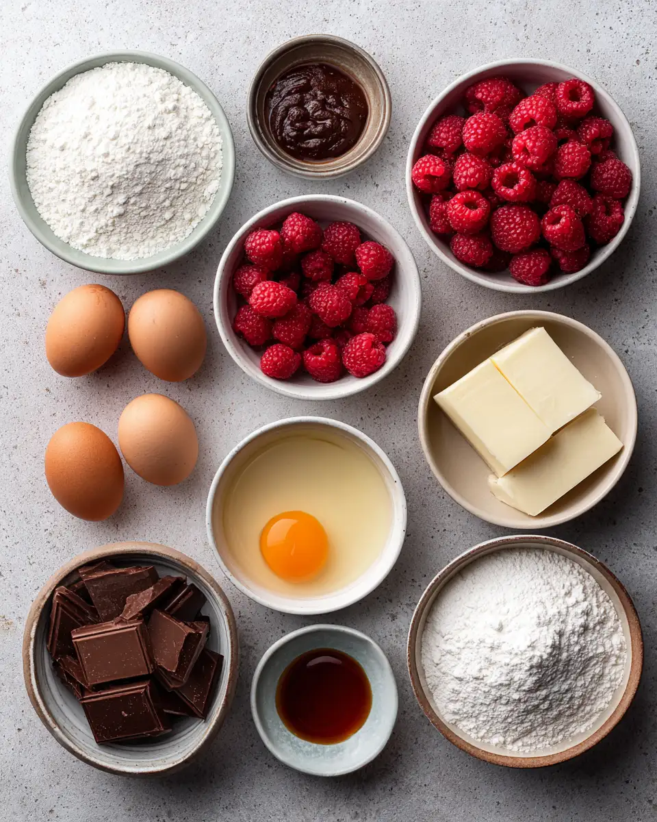 Ingredients for Indulge in Bliss: Molten Raspberry Chocolate Cupcakes Delight