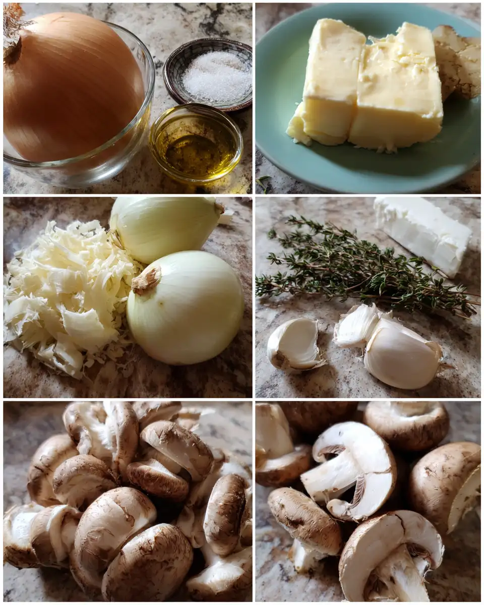 Ingredients for Savor the Magic of Mushrooms and Caramelized Onions