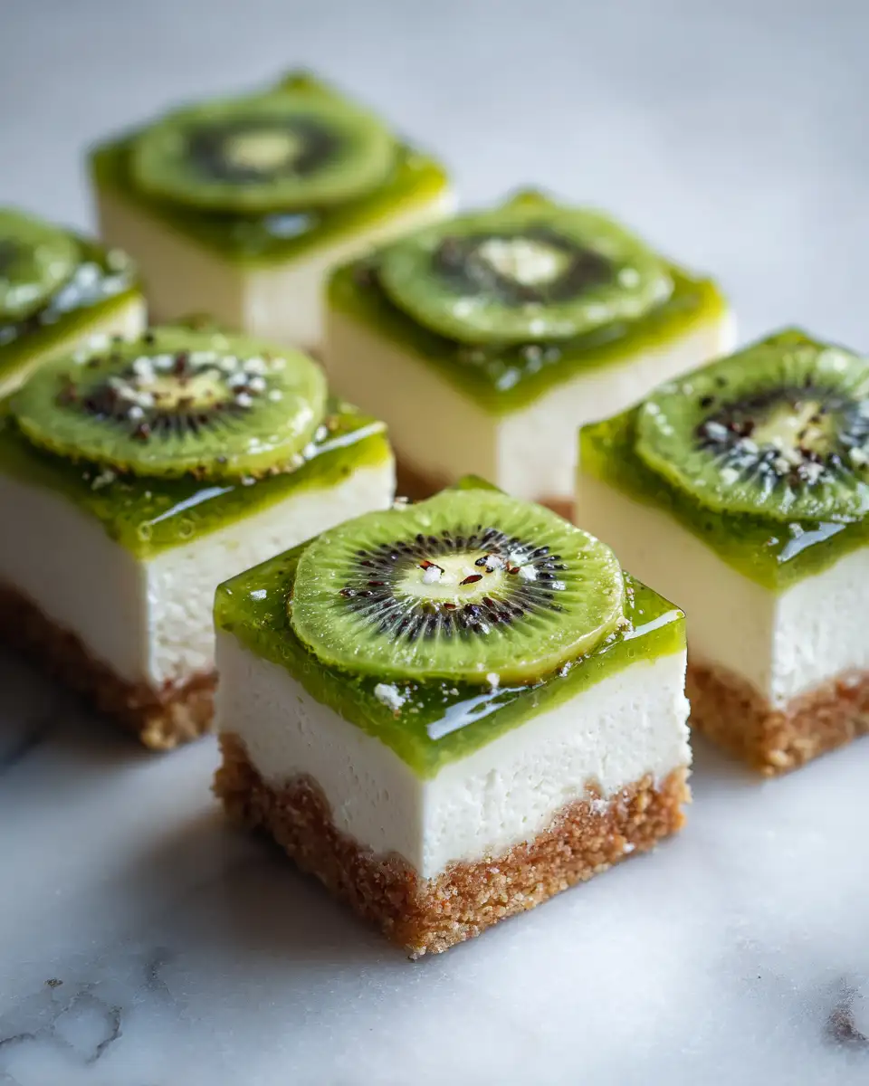 Final dish - Irresistible No Bake Kiwi Cheesecake Bars: A Sweet Slice of Paradise