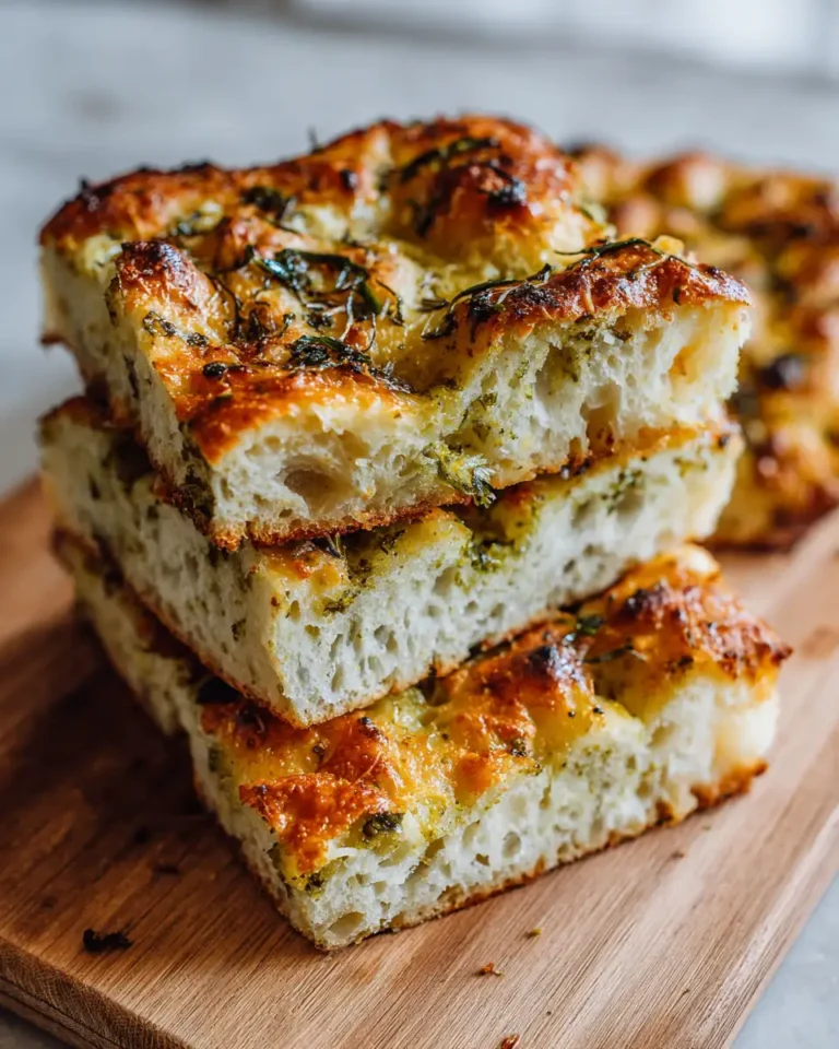 Effortless Delight: No-Knead Focaccia Bread with Pesto Perfection - Featured Image