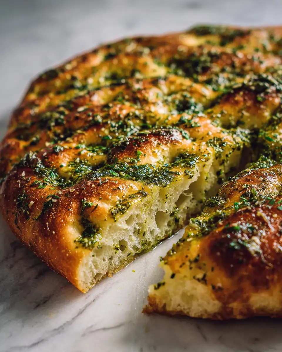 Effortless Delight: No-Knead Focaccia Bread with Pesto Perfection 6 Final dish - Effortless Delight: No-Knead Focaccia Bread with Pesto Perfection