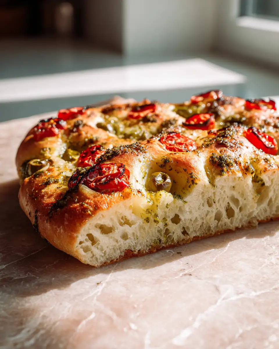 Effortless Delight: No-Knead Focaccia Bread with Pesto Perfection 4 Ingredients for Effortless Delight: No-Knead Focaccia Bread with Pesto Perfection