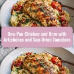 One-Pan Chicken and Orzo Delight with Artichokes and Sun-Dried Tomatoes