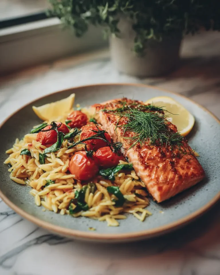 Savor the Simplicity: One Skillet Salmon with Lemon Orzo Delight - Featured Image